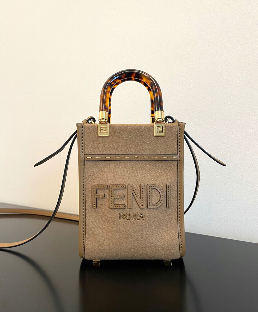 Fendi Mini Sunshine Shopper Bag 8BS051 Gray